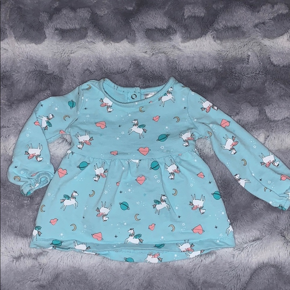 🌹Carters blue unicorn infant top 12 M